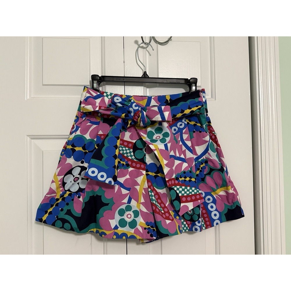 J. Crew short in Ratti Kaleidoscope Women's Sz 4‎ Belted High Waist Pockets